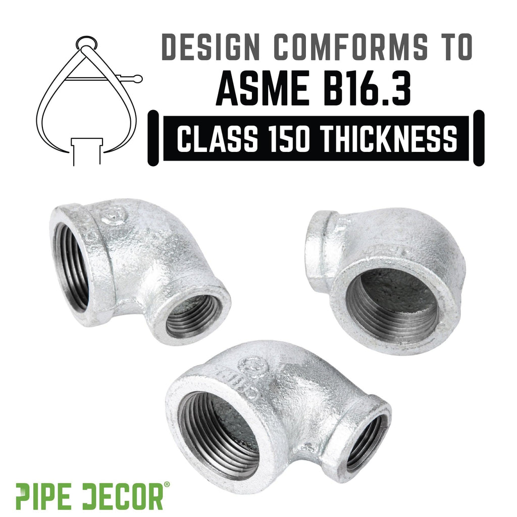 1 1/4 in. x 1 in. Galvanized Iron Reducing Elbow by PIPE DECOR