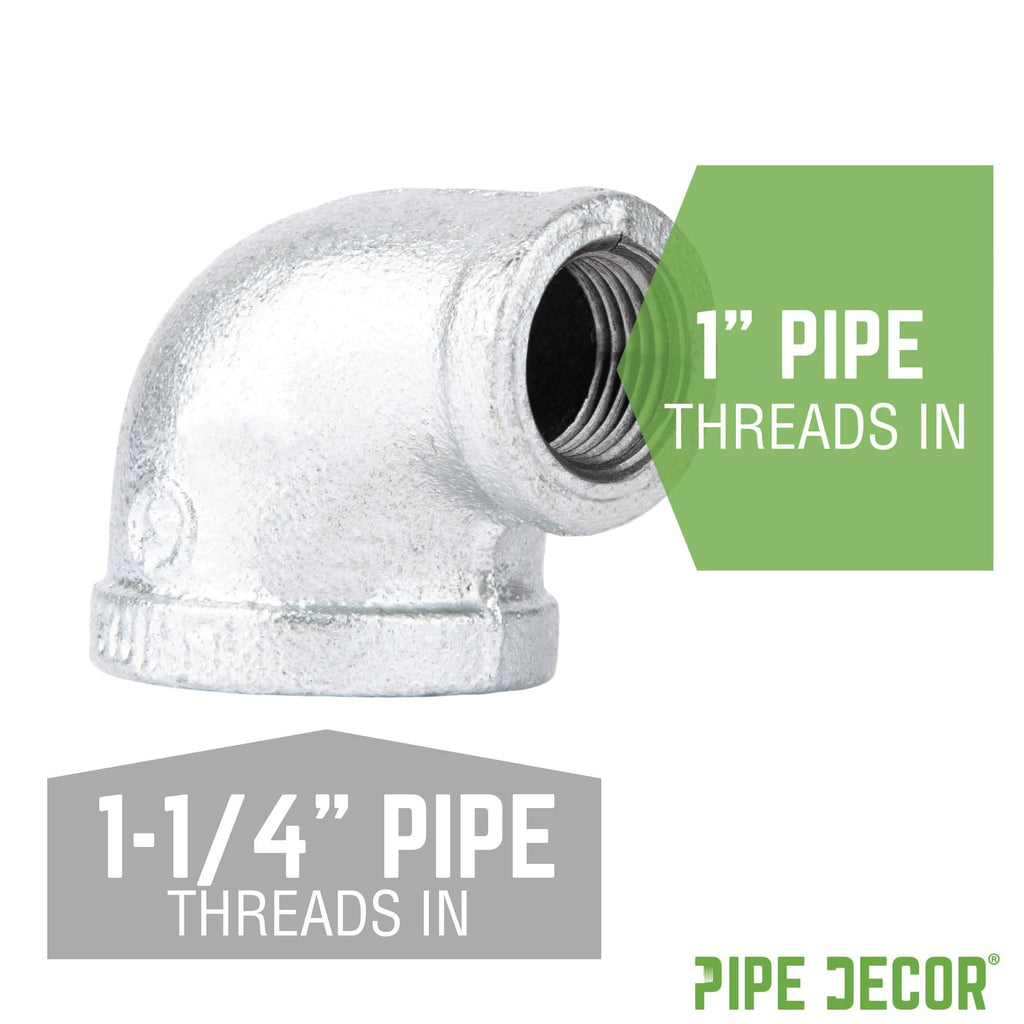 1 1/4 in. x 1 in. Galvanized Iron Reducing Elbow by PIPE DECOR