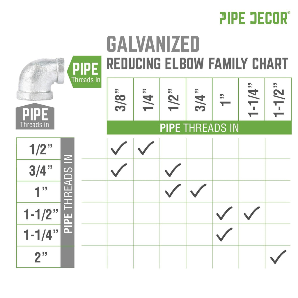 2 in. x 1 1/2 in. Galvanized Iron Reducing Elbow by PIPE DECOR