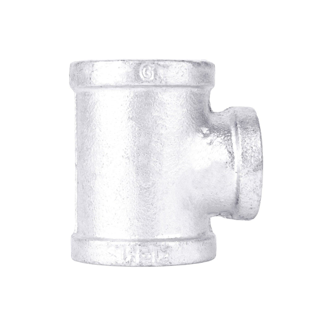 2 in. x 2 in. x 1 1/4 in. Galvanized Iron Reducing Tee by PIPE DECOR