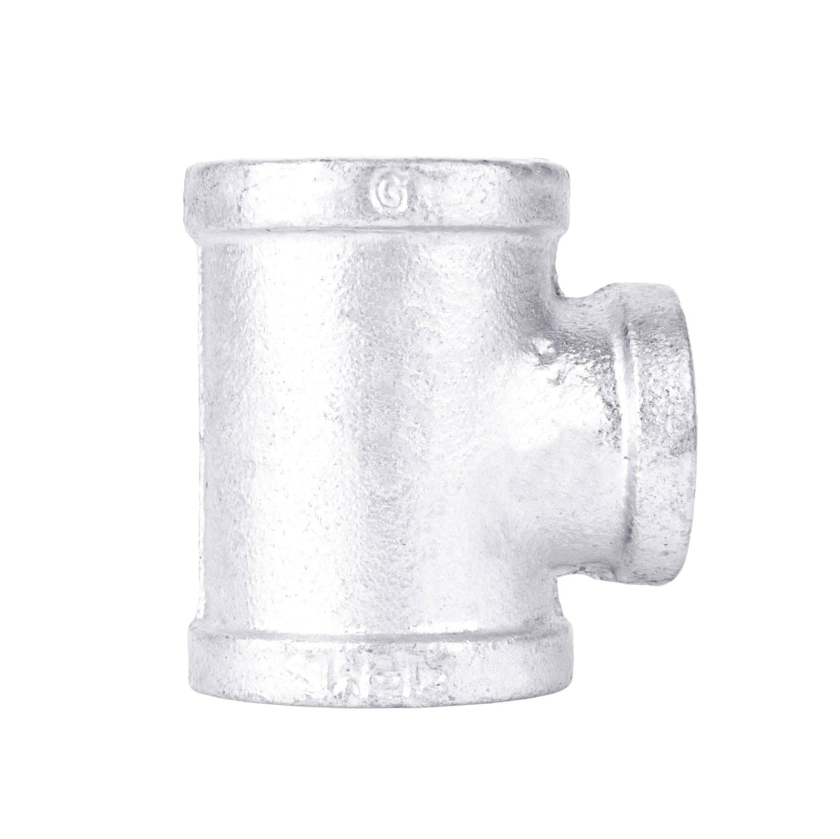 2 in. x 2 in. x 1 1/4 in. Galvanized Iron Reducing Tee by PIPE DECOR