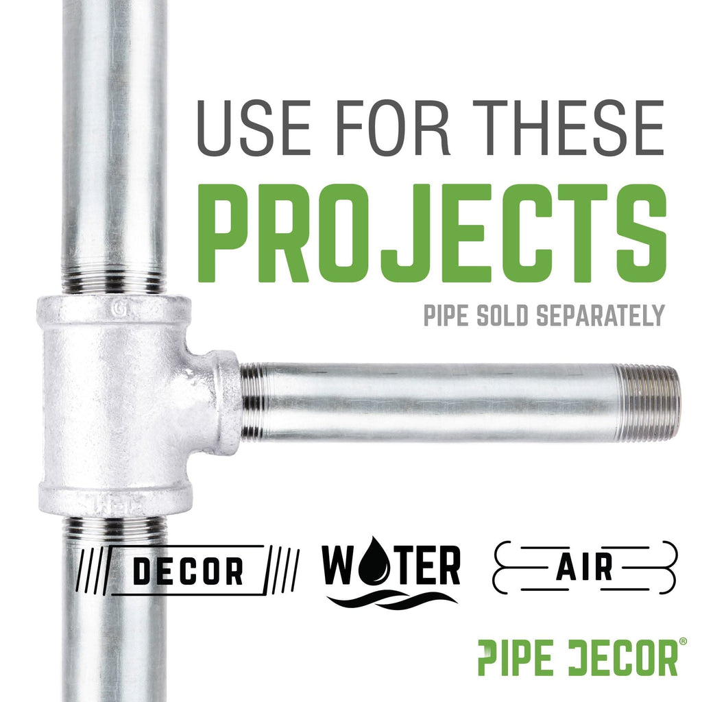 2 in. x 2 in. x 1 1/4 in. Galvanized Iron Reducing Tee by PIPE DECOR