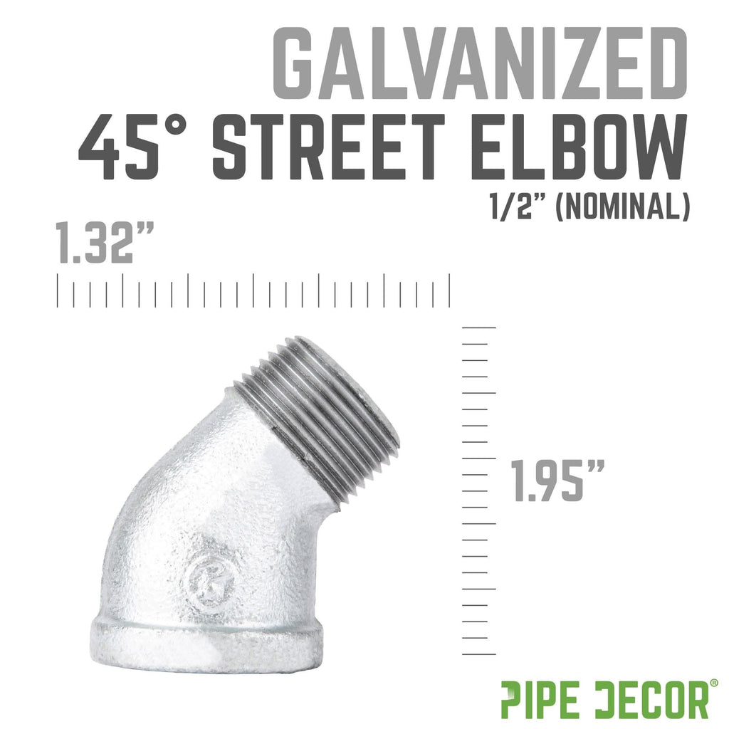 1/2 in. Galvanized Iron 45 Degree Street Elbow by PIPE DECOR