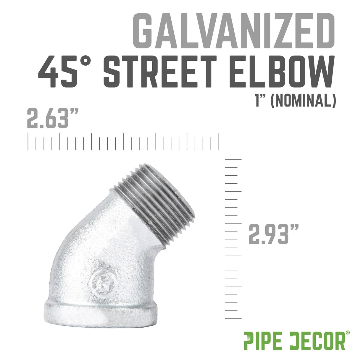 1 in. Galvanized Iron 45 Degree Street Elbow by PIPE DECOR