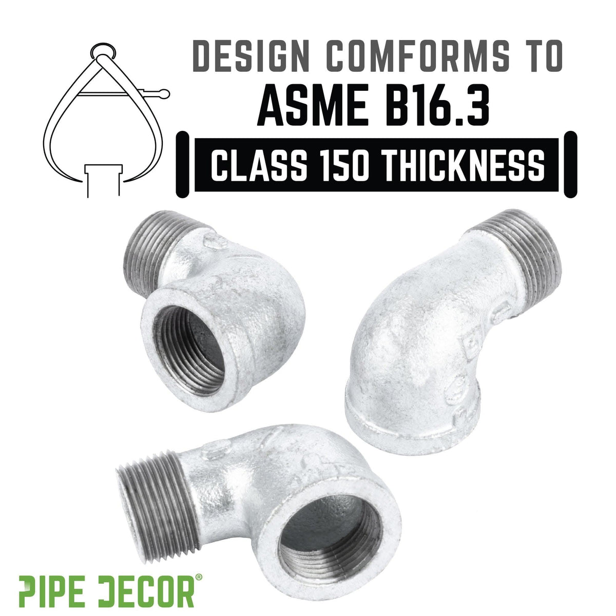 3/4 in. Galvanized Iron 90 Degree Street Elbow by PIPE DECOR