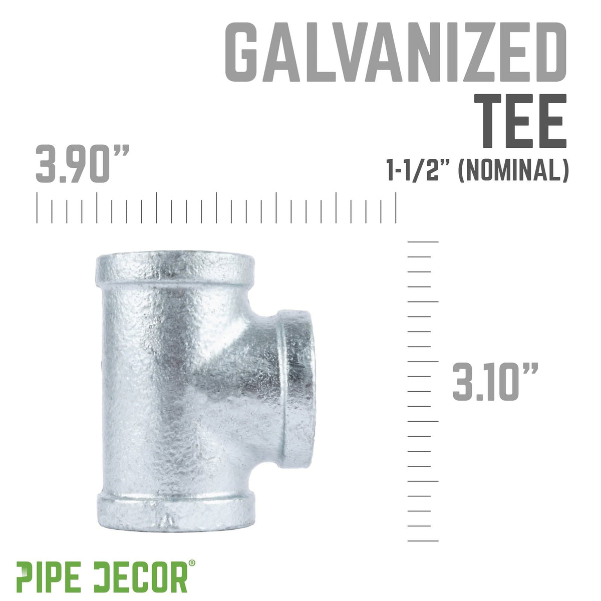 1 1/2 in. Galvanized Iron Tee by PIPE DECOR
