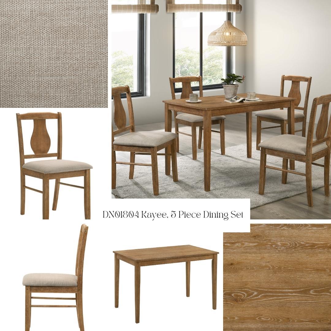 Kayee - 5 Pieces Pack Dining Set - Weathered Oak by Unique Piece Furniture