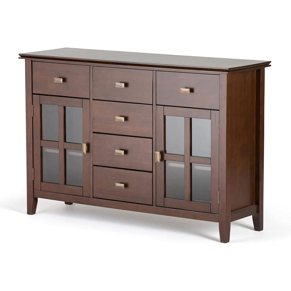 Pine Wood Sideboard Buffet Russet Brown Adjustable Shelves by ShipItFurniture