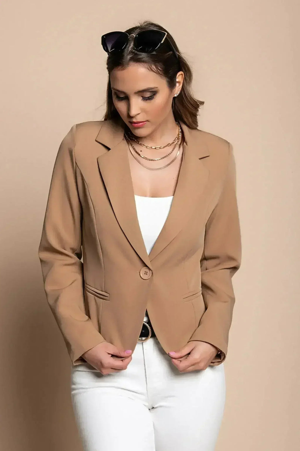Camel Softina Blazer - Italian Tailored Fit | Femstylo by Femstylo