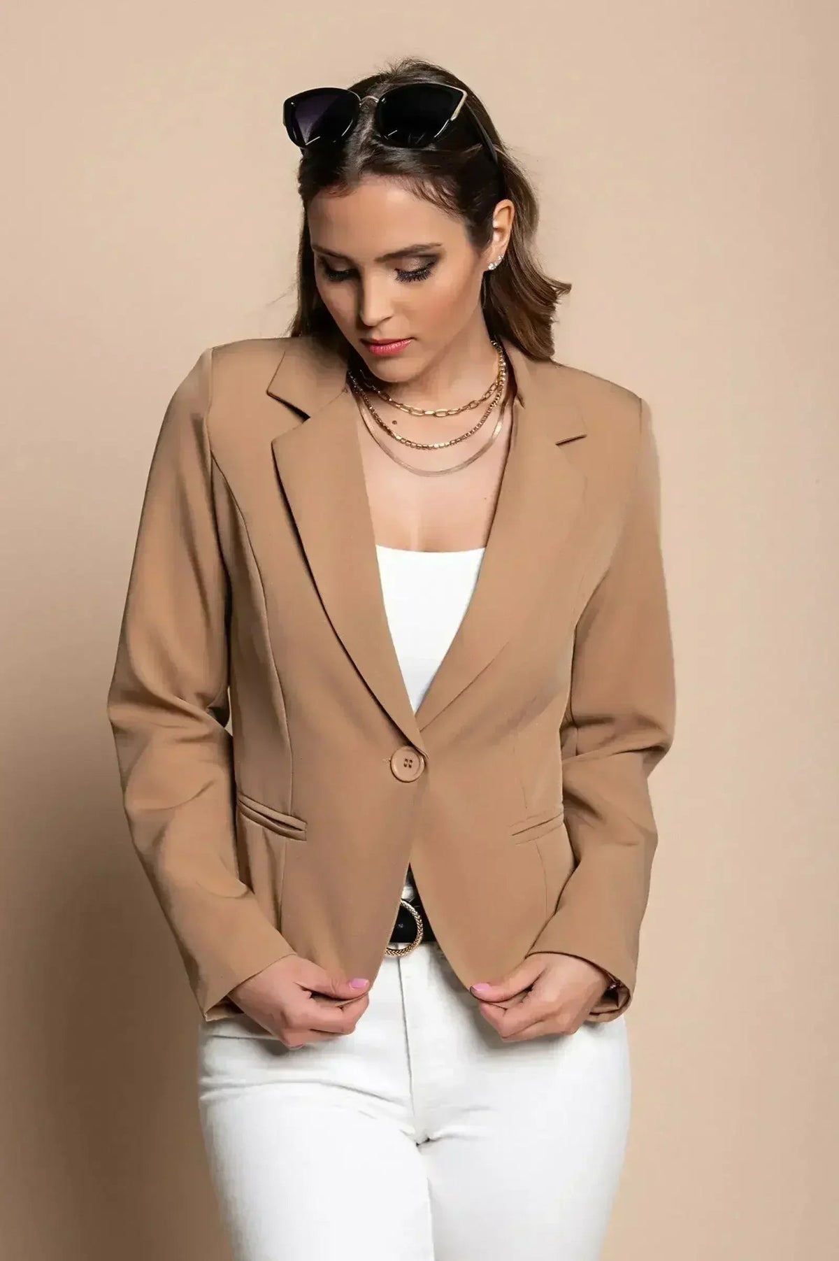 Camel Softina Blazer - Italian Tailored Fit | Femstylo by Femstylo