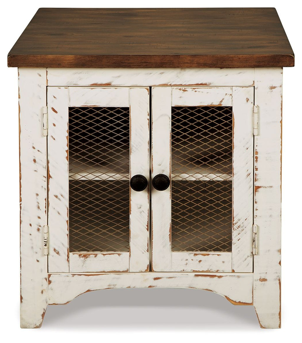 Wystfield - Rectangular End Table - 2 Doors - White / Brown by Unique Piece Furniture