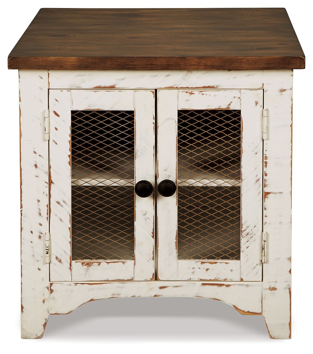 Wystfield - Rectangular End Table - 2 Doors - White / Brown by Unique Piece Furniture