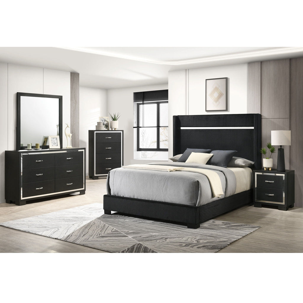 2 Drawer Bedroom Nightstand With Handles - Black by Unique Piece Furniture