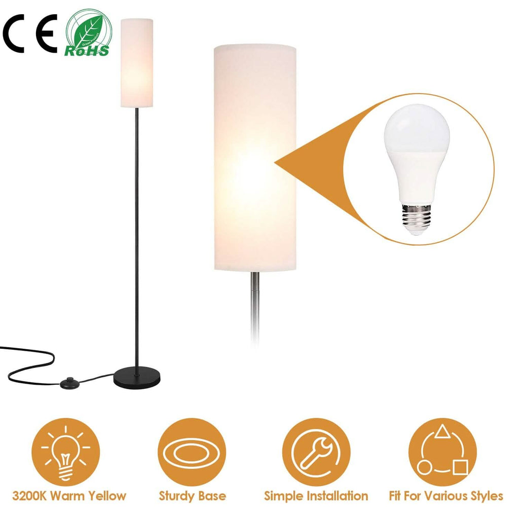 3200K Warm Yellow Light Modern Standing Lamp with Foot Switch 6W Bulb by DailySale