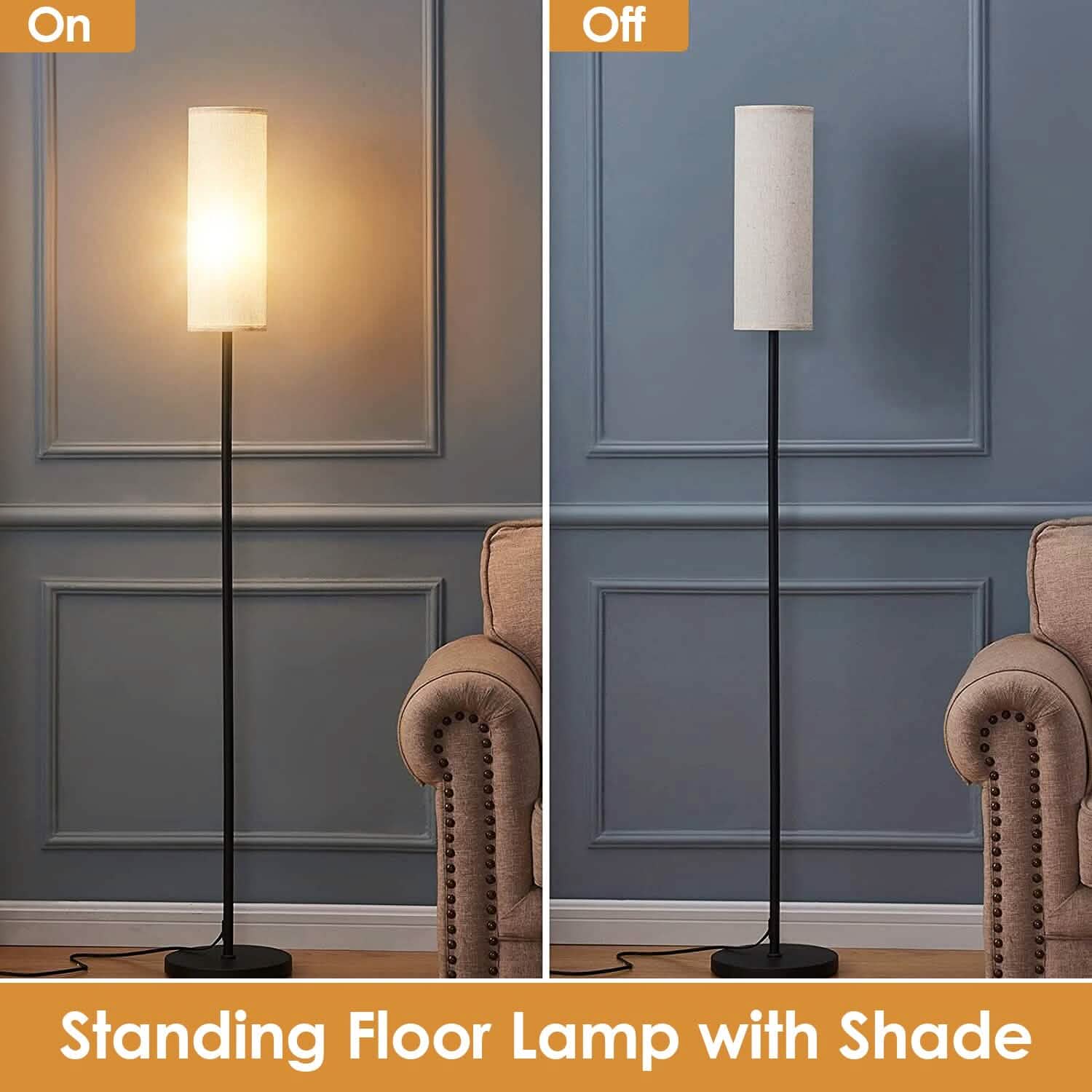 3200K Warm Yellow Light Modern Standing Lamp with Foot Switch 6W Bulb by DailySale