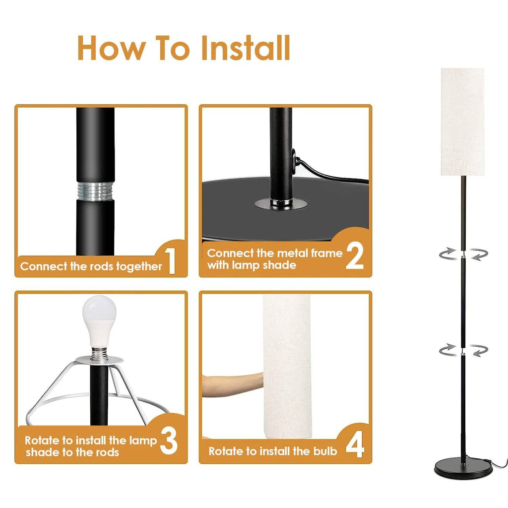3200K Warm Yellow Light Modern Standing Lamp with Foot Switch 6W Bulb by DailySale