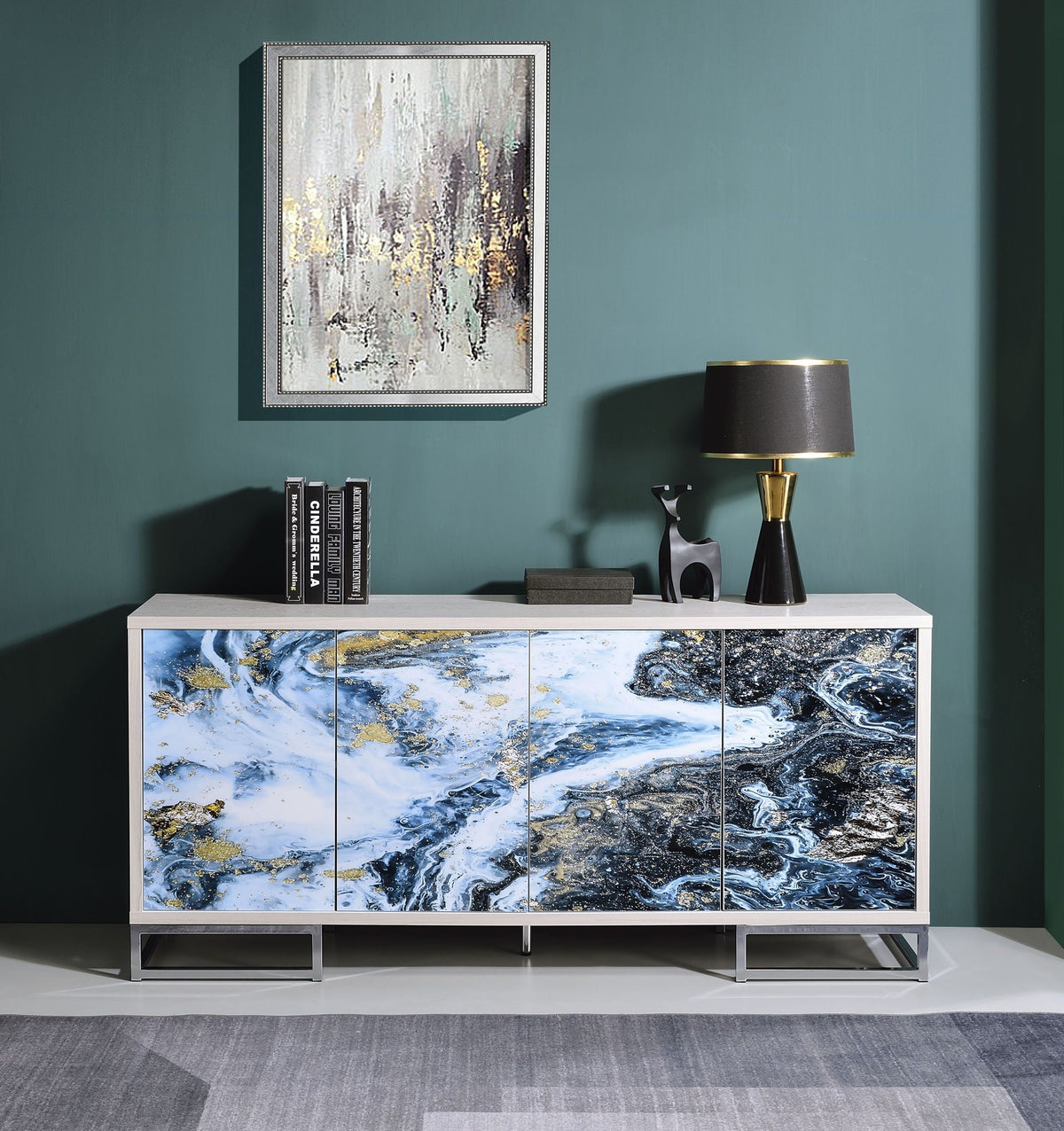 Liam - Marble Paint Console Cabinet - Multi by Unique Piece Furniture