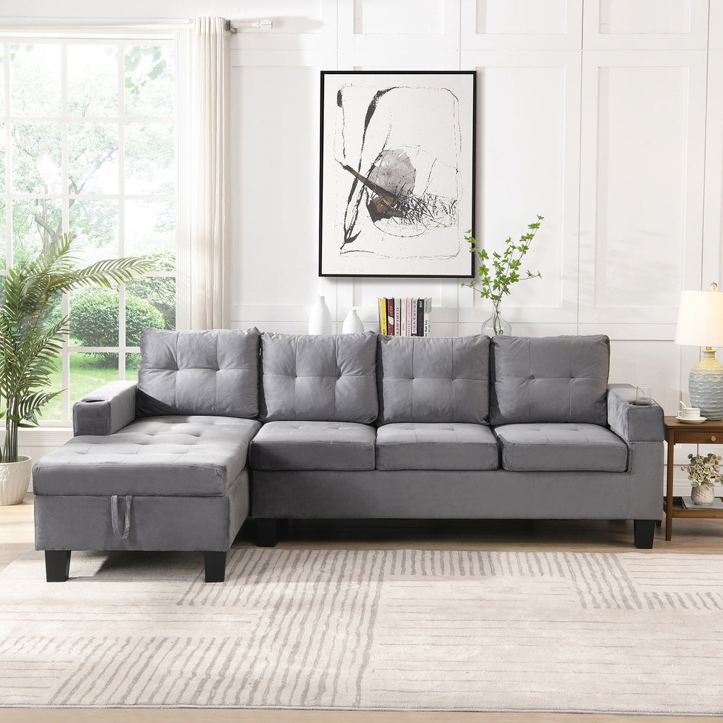 Modern Sectional Sofa Set With L Shape Chaise Lounge And Storage by Unique Piece Furniture
