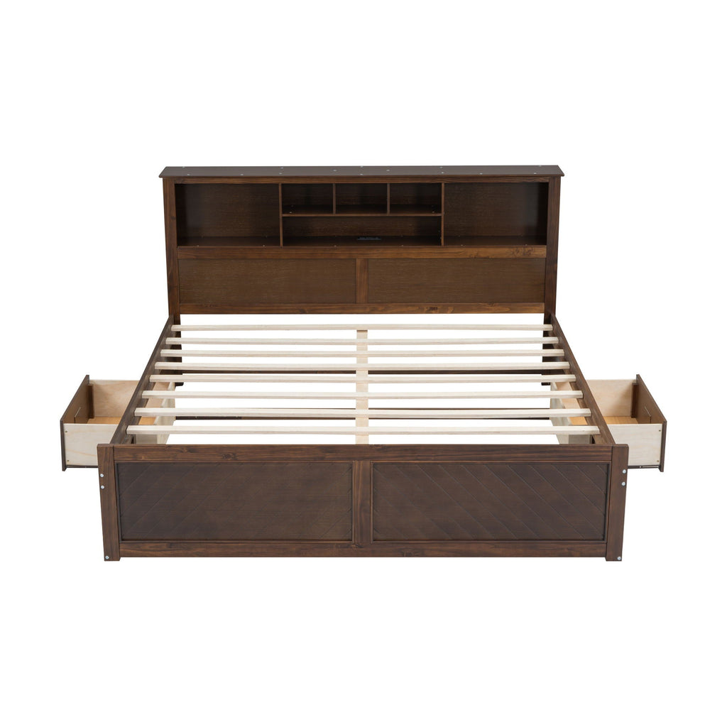 Platform Bed With Multi Storage Headboard, USB And Drawers by Unique Piece Furniture