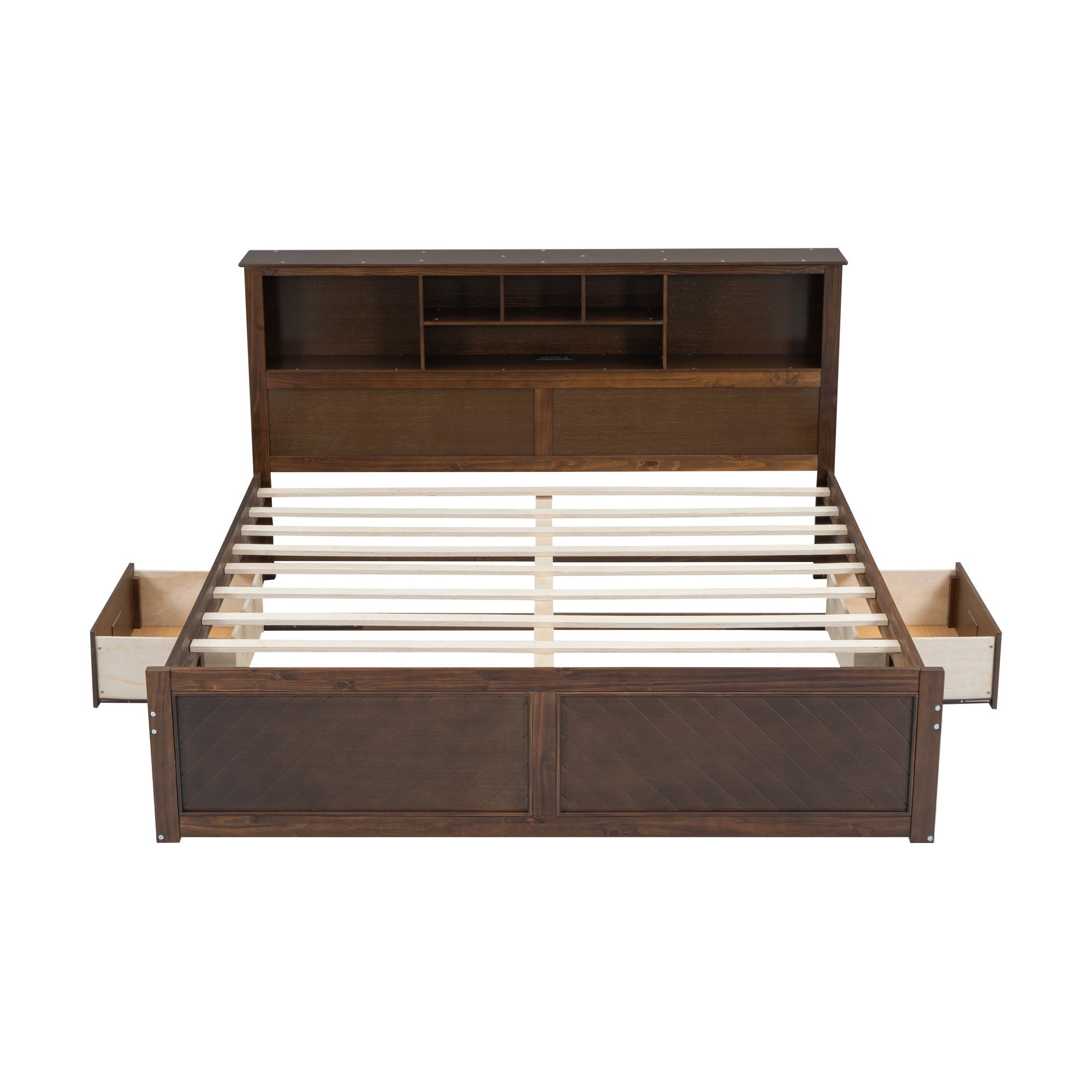 Platform Bed With Multi Storage Headboard, USB And Drawers by Unique Piece Furniture