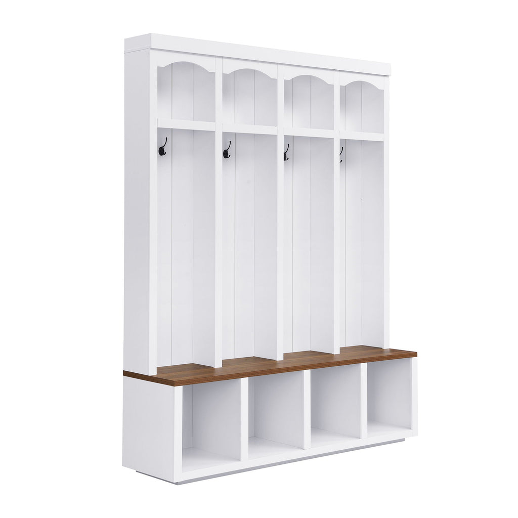 Entryway Hall Tree With Bench, 4 Hooks & Open Storage Space by Unique Piece Furniture