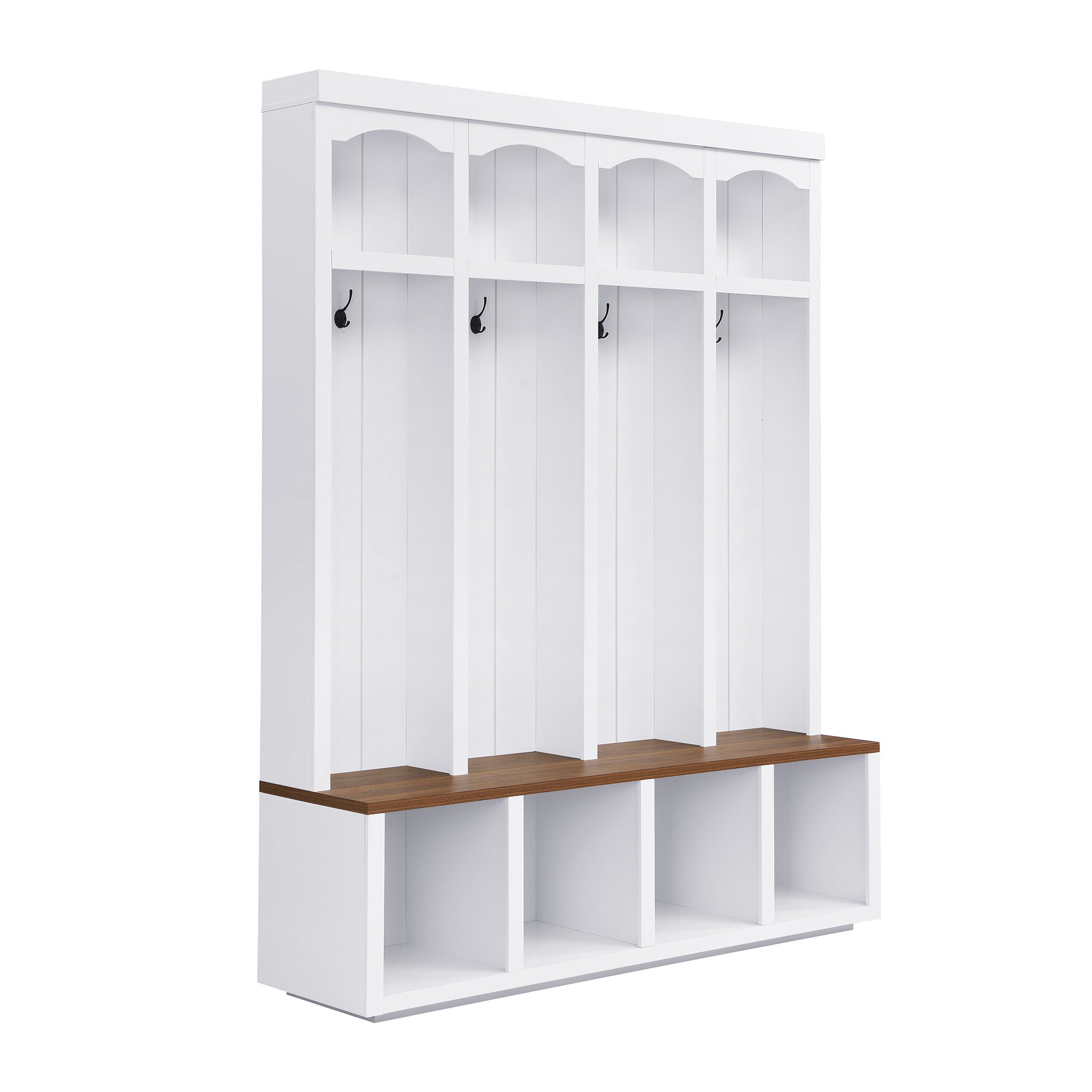 Entryway Hall Tree With Bench, 4 Hooks & Open Storage Space by Unique Piece Furniture