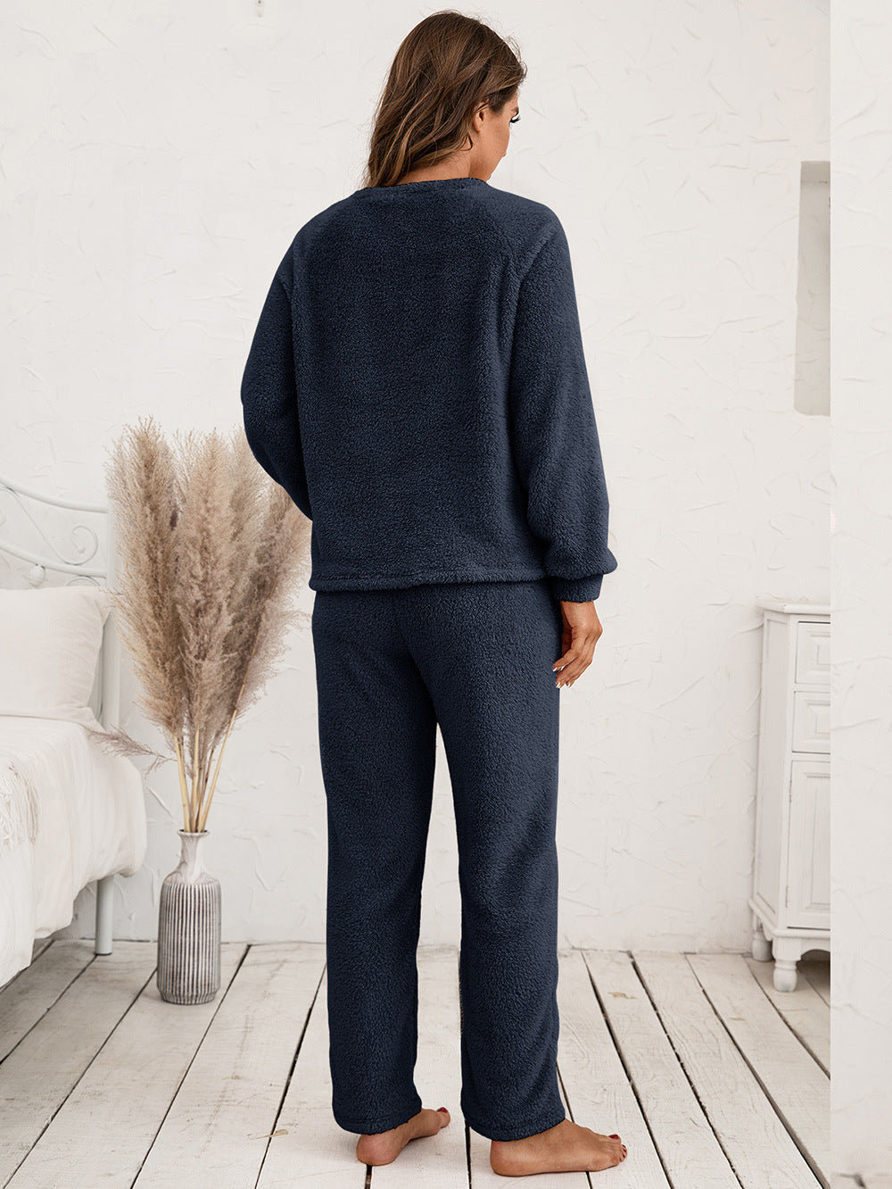 Ivy Lane Teddy Long Sleeve Top and Pants Lounge Set by Wild and Free Boutique