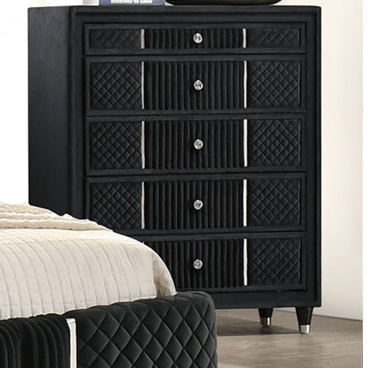 1 Piece Tall Chest Upholstery Textured - Black by Unique Piece Furniture