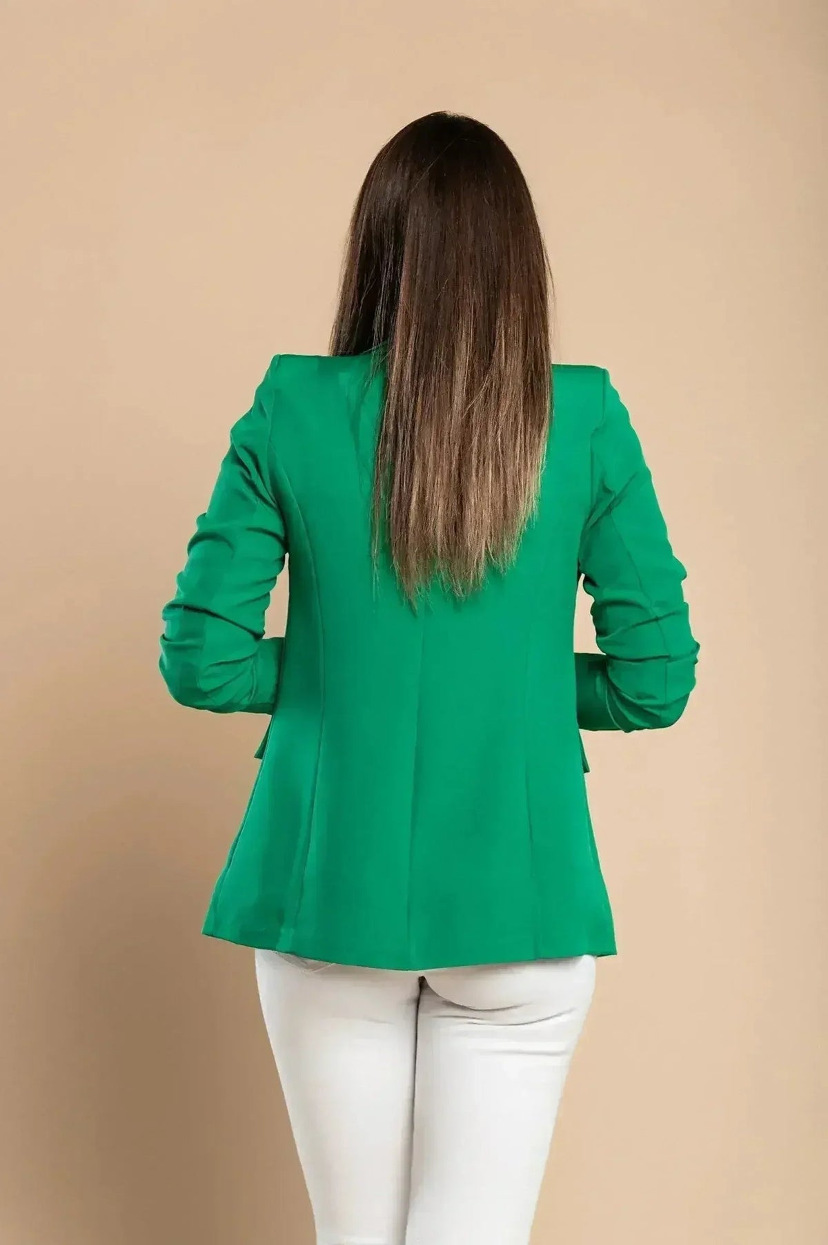 Daljši blazer s klasičnim ovratnikom Turina, zelen by Femstylo