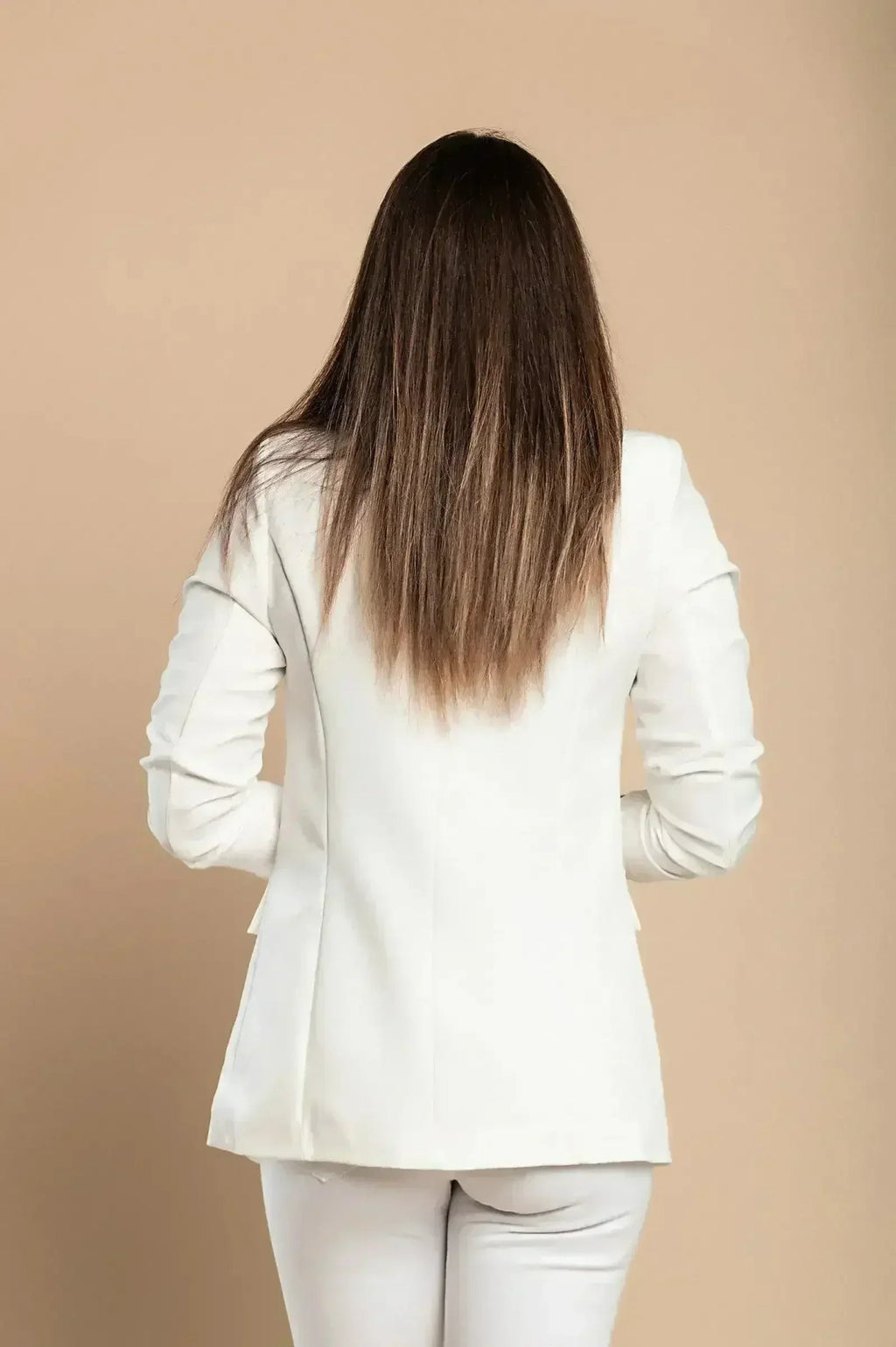 White Long Blazer with 3/4 Sleeves - Italian Made | Femstylo by Femstylo
