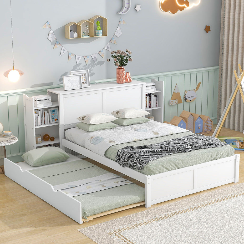 Storage Platform Bed With Pull Out Shelves And Trundle by Unique Piece Furniture