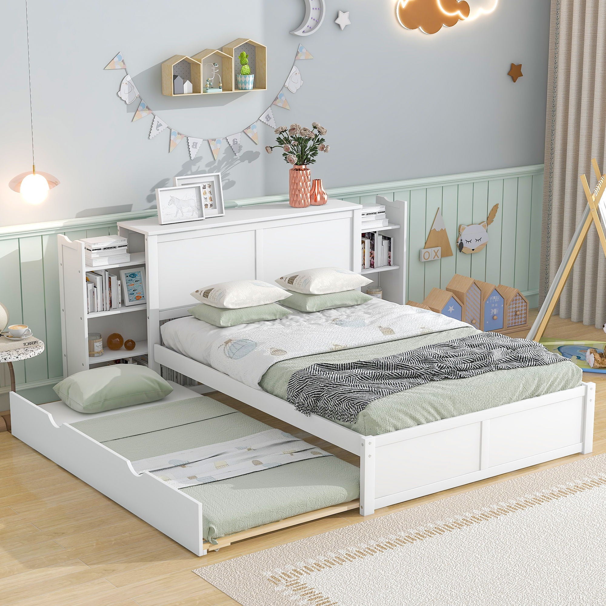 Storage Platform Bed With Pull Out Shelves And Trundle by Unique Piece Furniture