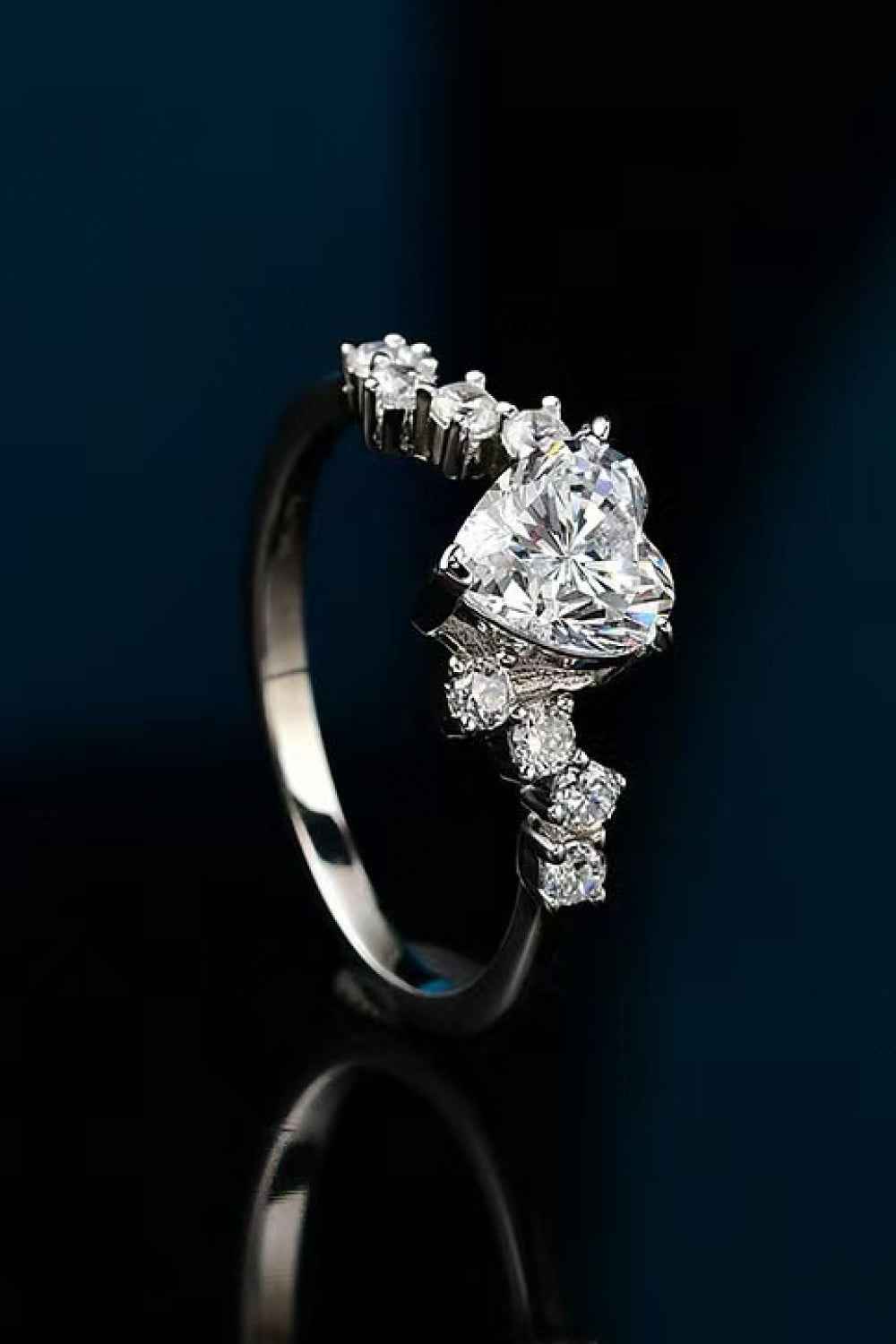 1 Carat Moissanite Heart 925 Sterling Silver Ring by Wild and Free Boutique