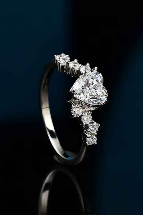 1 Carat Moissanite Heart 925 Sterling Silver Ring by Wild and Free Boutique