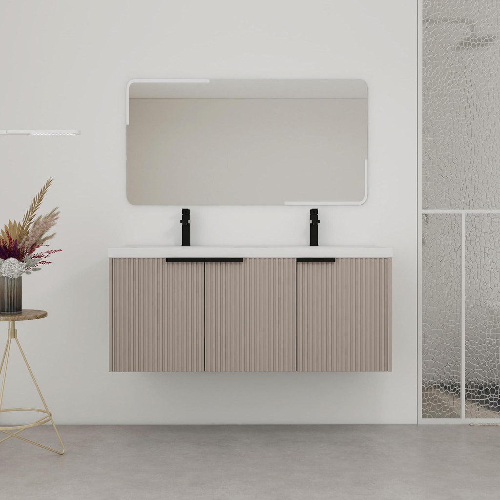 Contemporary Wall Mounted Bathroom Vanity With Resin Double Sink by Unique Piece Furniture