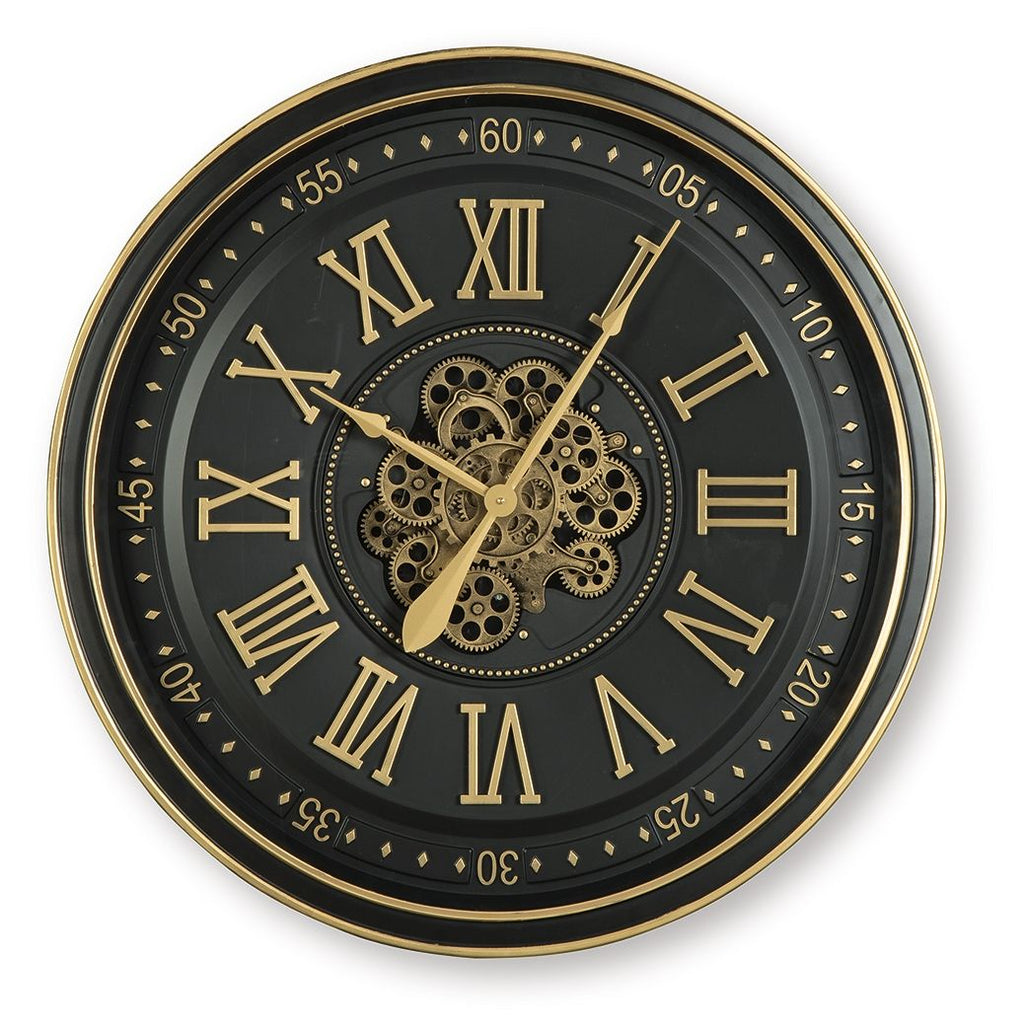 Dairton - Wall Clock - Black / Gold Finish by Unique Piece Furniture