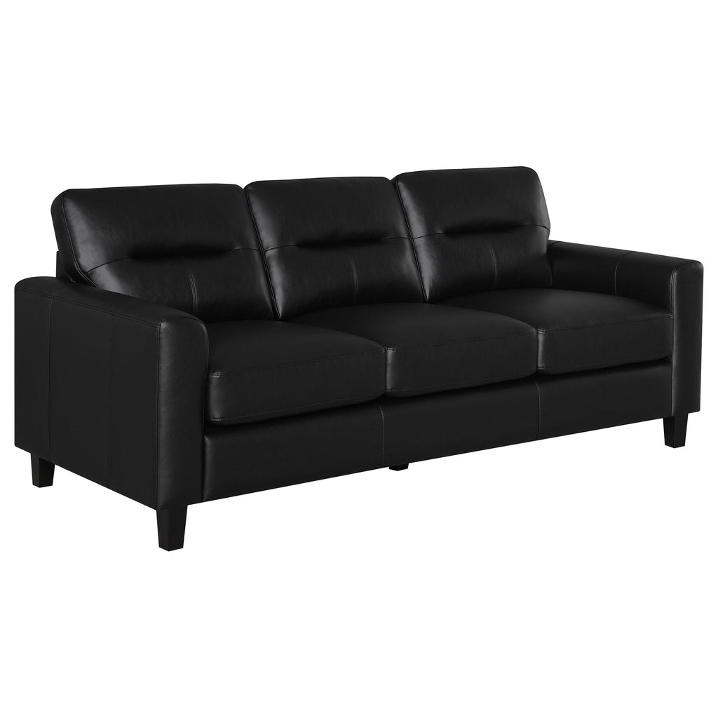 Scotland 3-piece Faux Leather Upholstered Sofa Set Black by Unique Piece Furniture