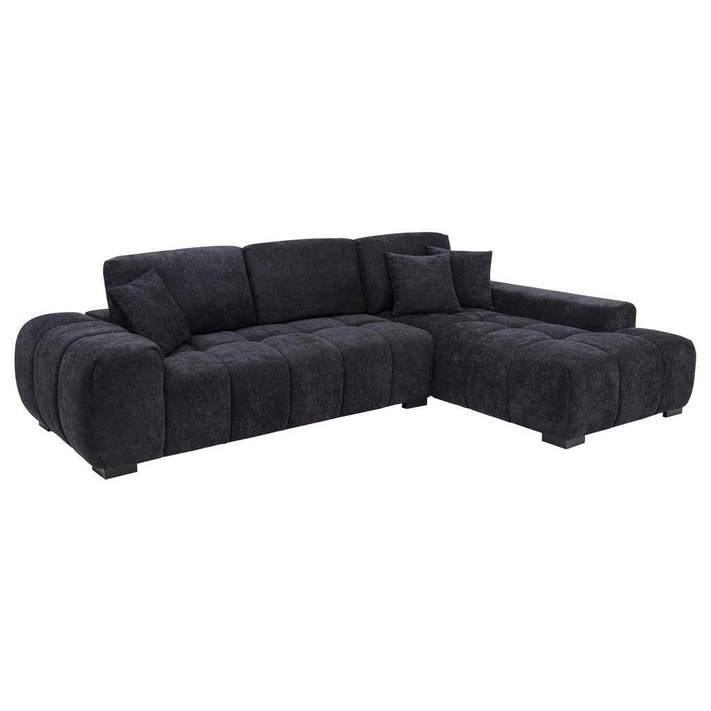 Octavia Upholstered Sectional Chaise Sofa Black by Unique Piece Furniture