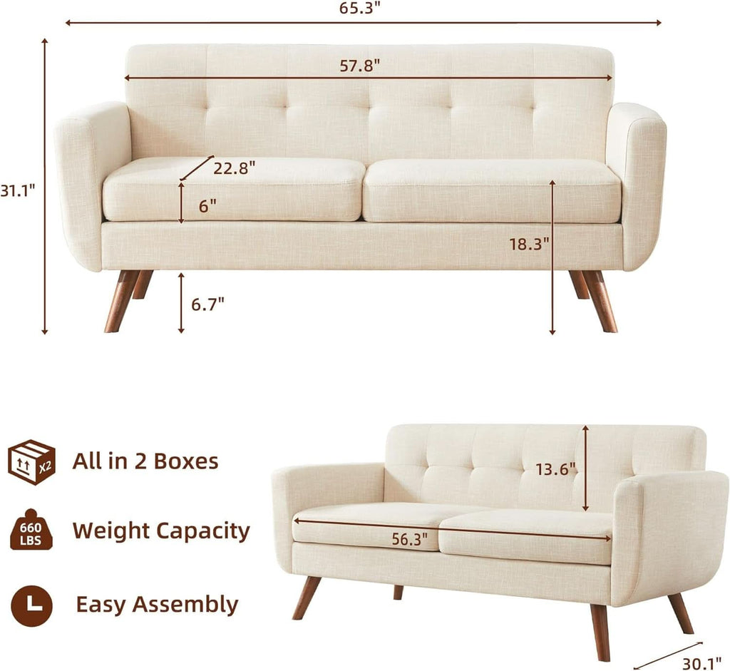 Modern Compact Beige Loveseat For Small Living Rooms by ShipItFurniture