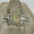 Sterling Silver Split Banded Oval Ethiopian Opal Ring- Size 9 - Intuition, Creativity & Inner Light by Sacred Crystals