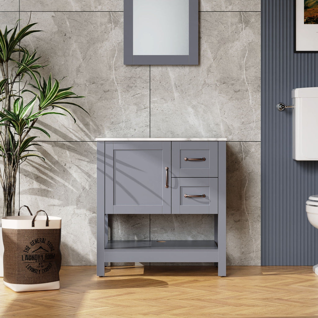Bathroom Vanity With Mirror And Top Only - Gray by Unique Piece Furniture