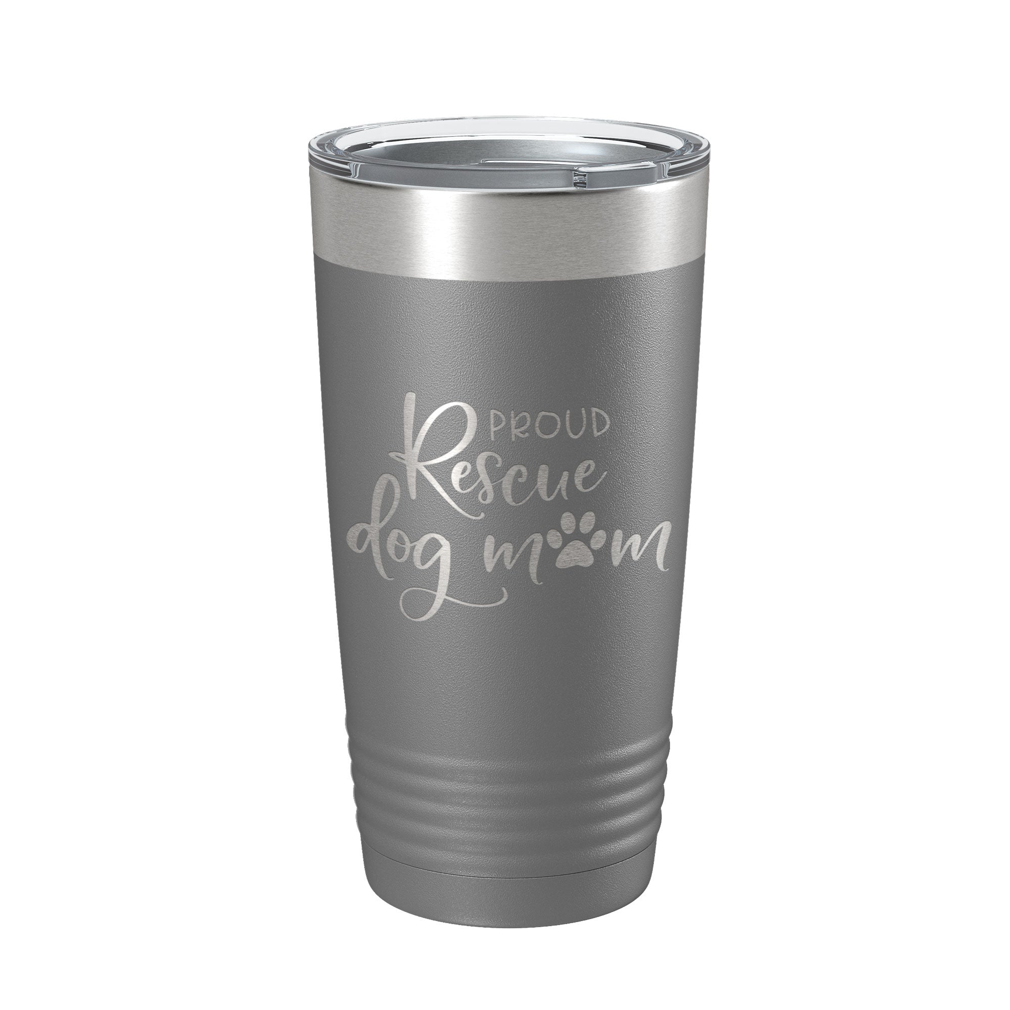 Proud Rescue Mom Tumbler Dog Travel Mug Gift Insulated Laser Engraved Coffee Cup 20 oz by CarveBright