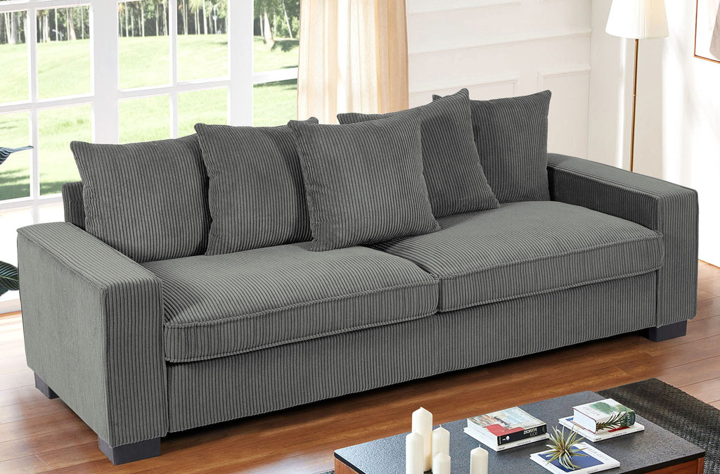 Luxe Sofa With 5 Matching Toss Pillows, Sleek Design, Spacious And Comfortable 3 Seater Couch by Unique Piece Furniture