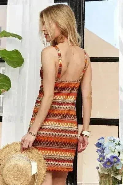 ADORA Contrast Striped V-Neck Mini Dress by Femstylo