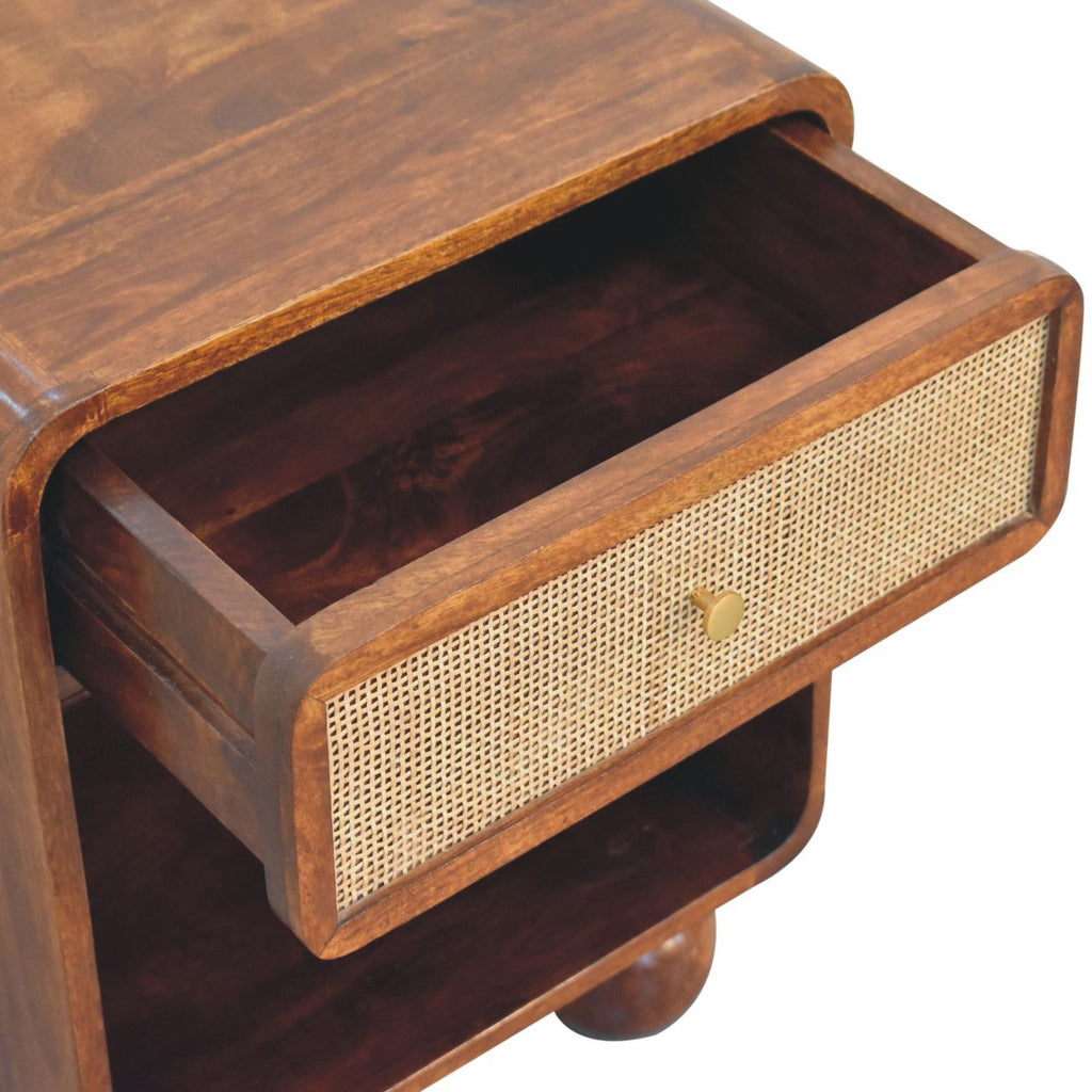 Open Woven Bedside Table, 1 Drawer - Chestnut by Unique Piece Furniture