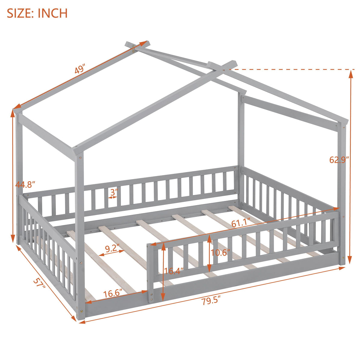 Bed House Bed Frame With Fence by Unique Piece Furniture