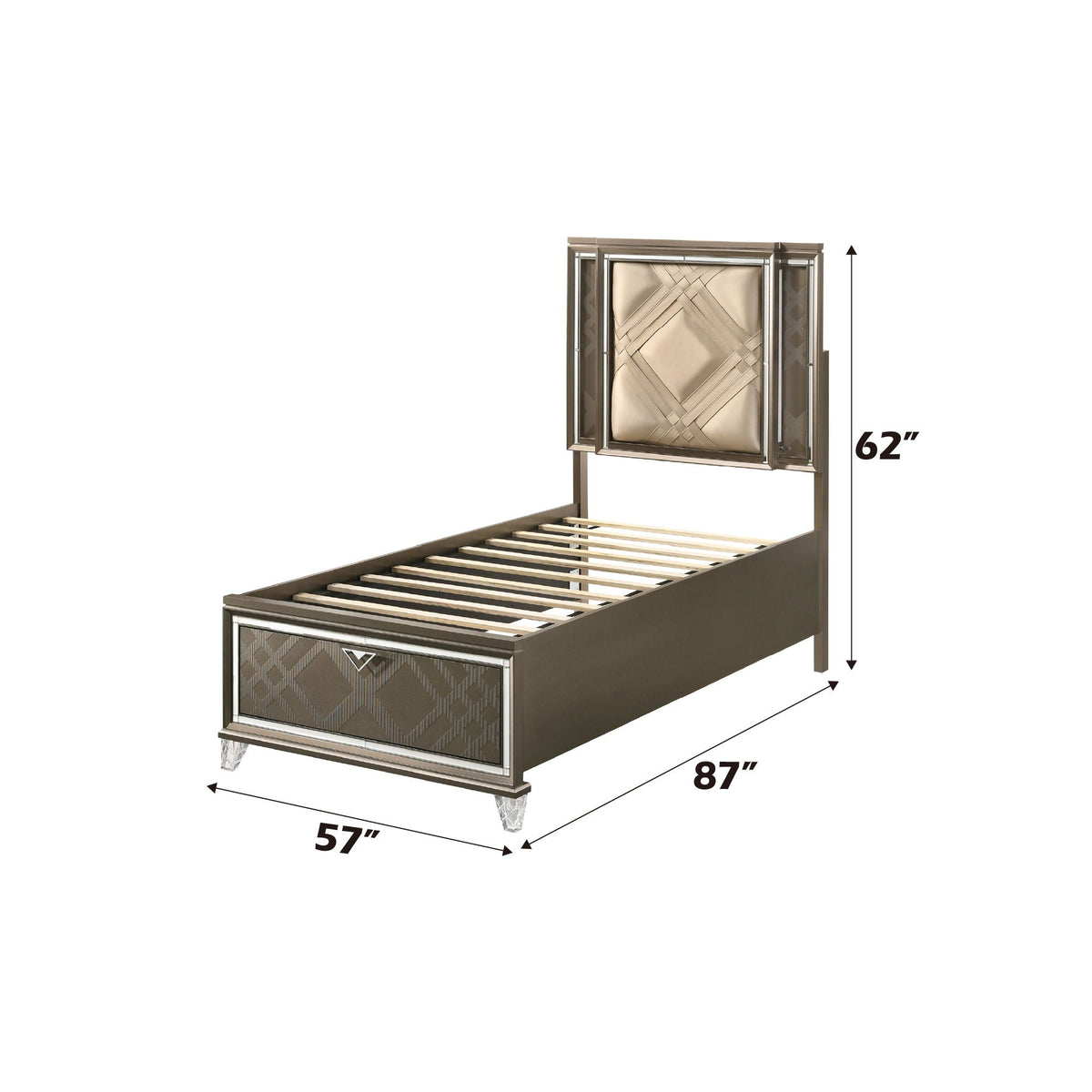 Skylar - Full Bed With LED & Storage - Dark Champagne by Unique Piece Furniture