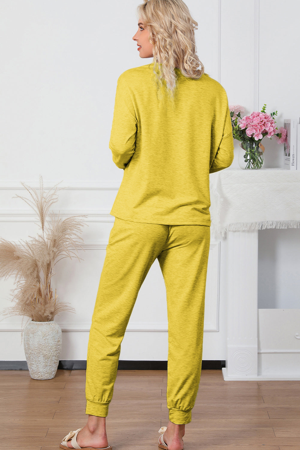 Round Neck Top and Drawstring Pants Lounge Set by Wild and Free Boutique