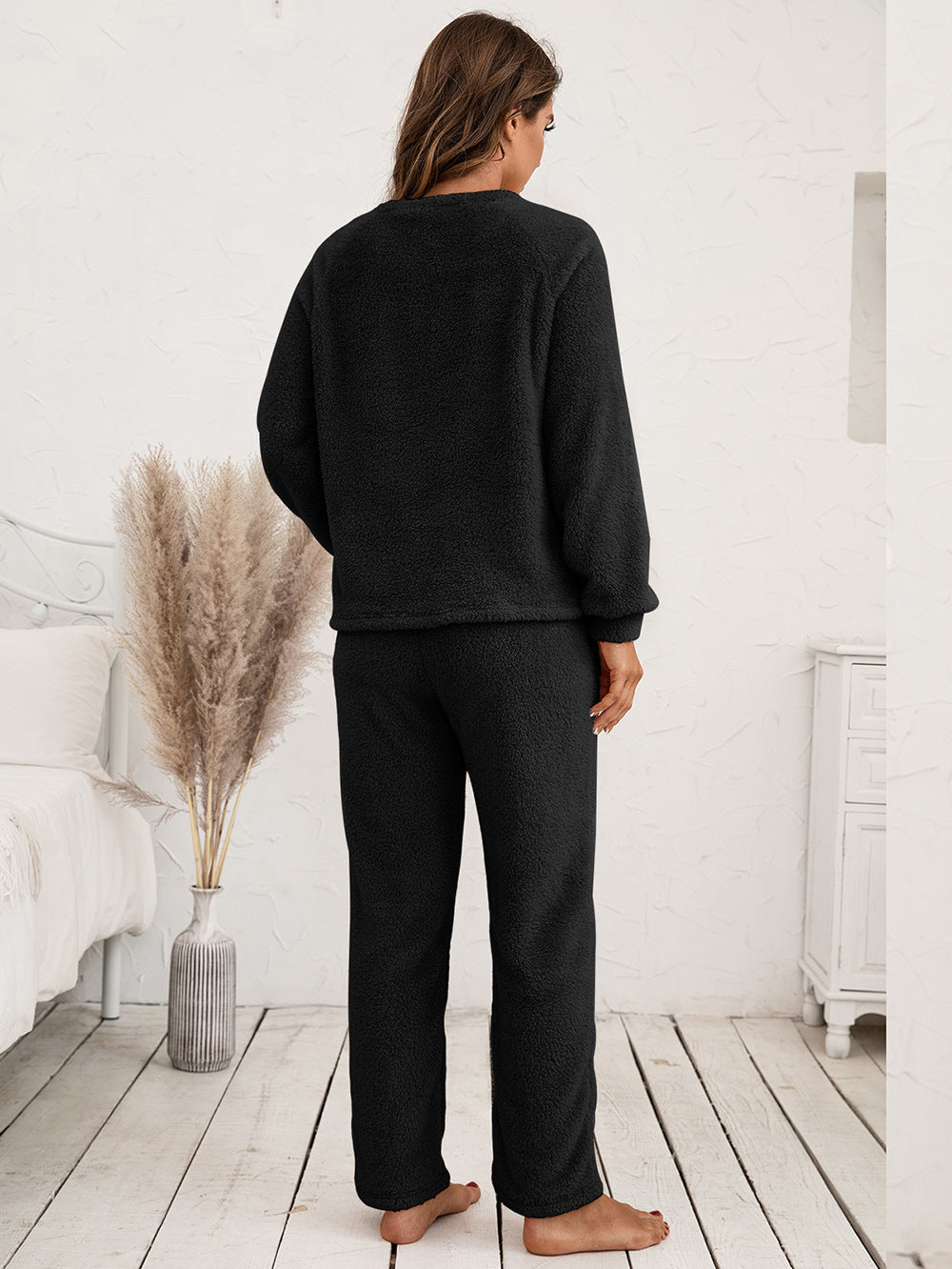Ivy Lane Teddy Long Sleeve Top and Pants Lounge Set by Wild and Free Boutique