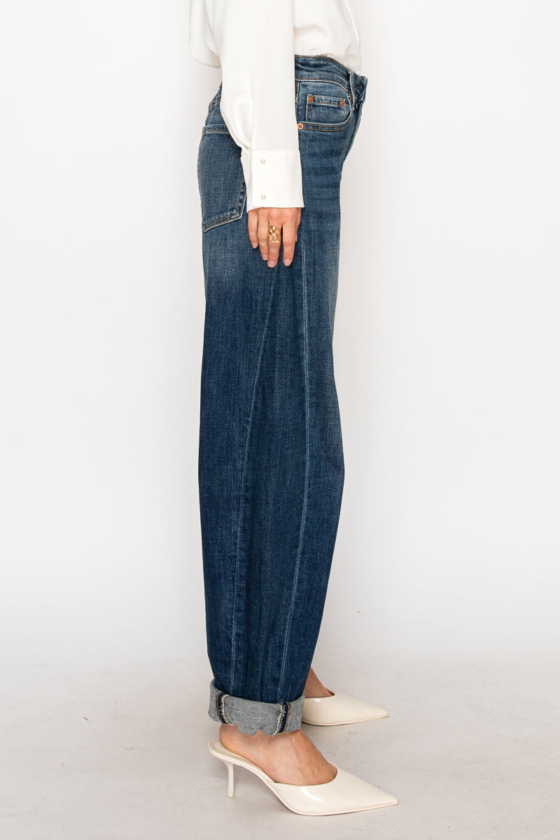 Relaxed Tapered Dark Wash Barrel Jeans by Artemis Vintage
